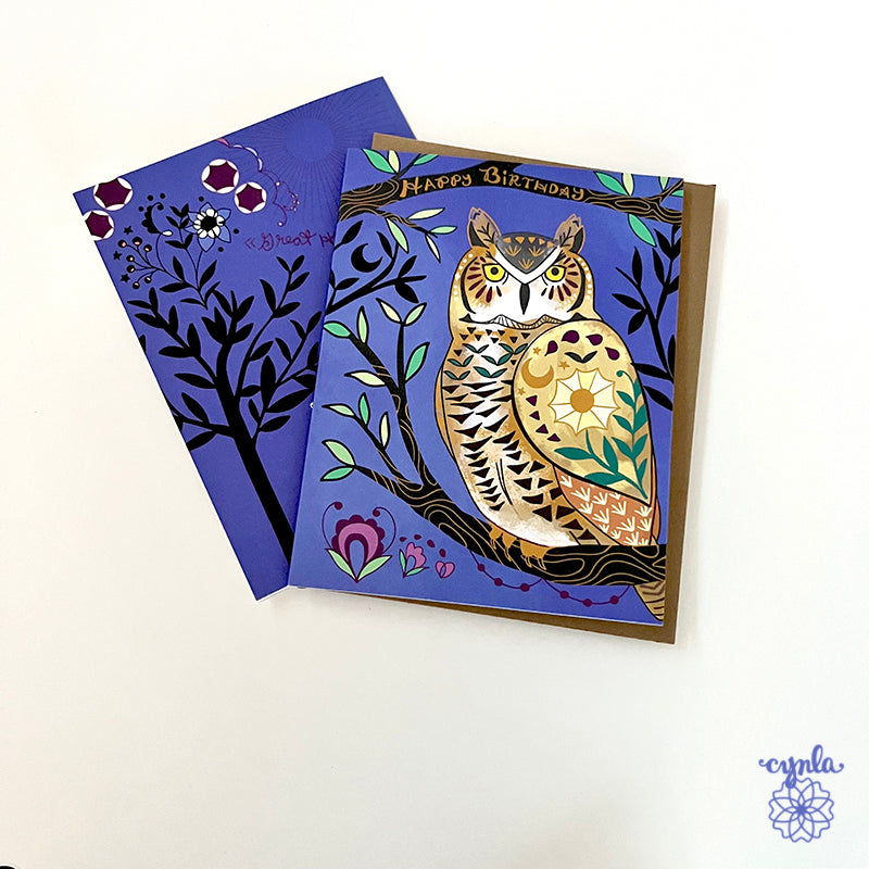 Great Horned Owl Birthday Card