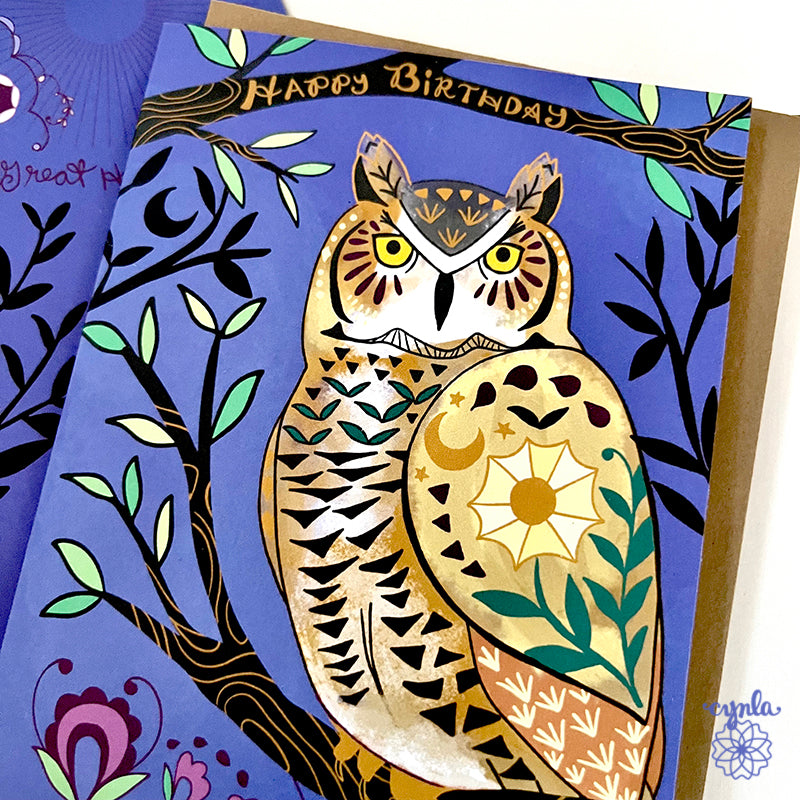 Great Horned Owl Birthday Card