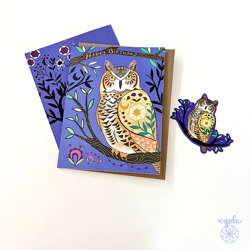 Great Horned Owl Birthday Card