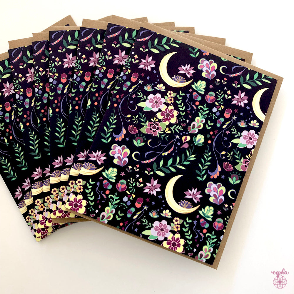 Crescent Moon Pattern Greeting Card