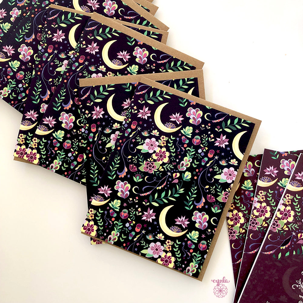 Crescent Moon Pattern Greeting Card