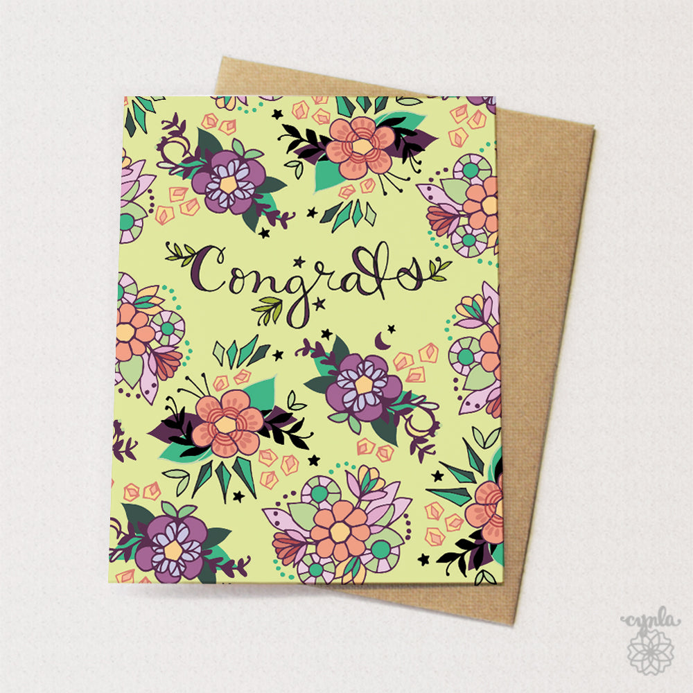 Congrats Tea Flowers Card