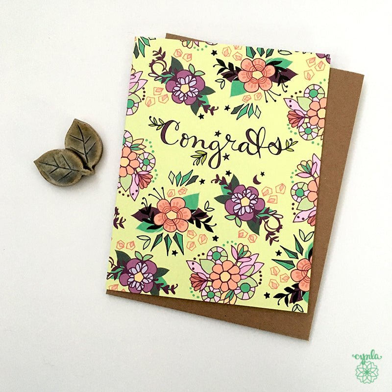 Congrats Tea Flowers Card