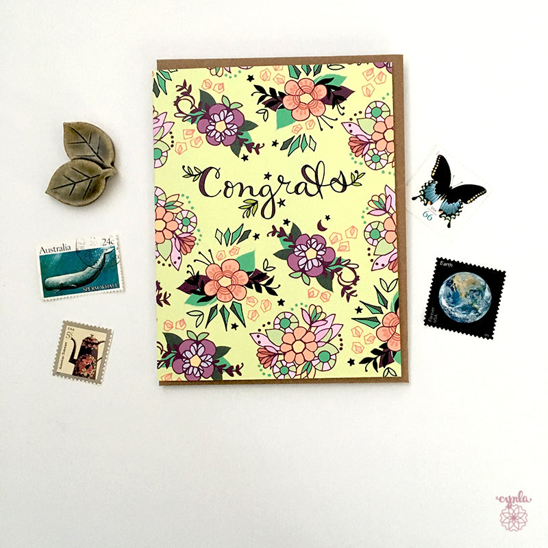 Congrats Tea Flowers Card