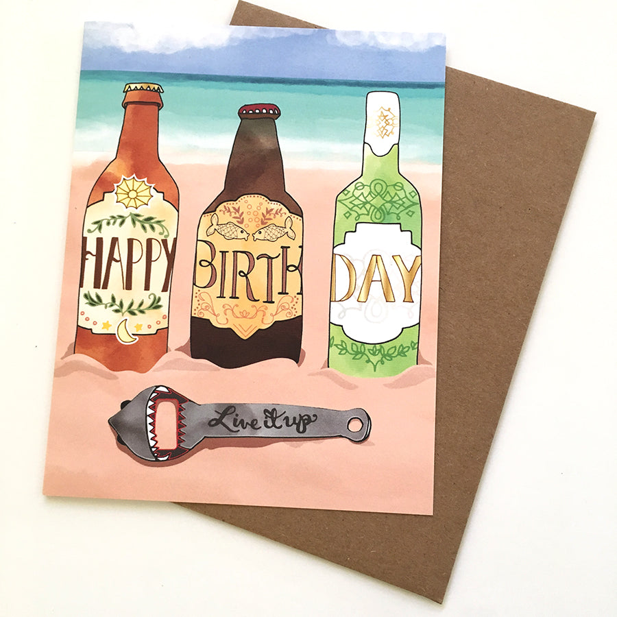 Beach Beer Birthday Card