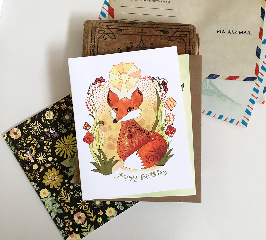 Sun Fox Birthday Card