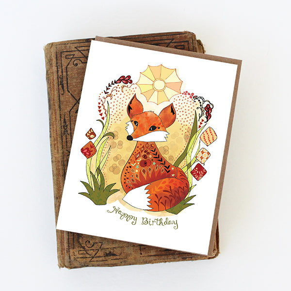 Sun Fox Birthday Card