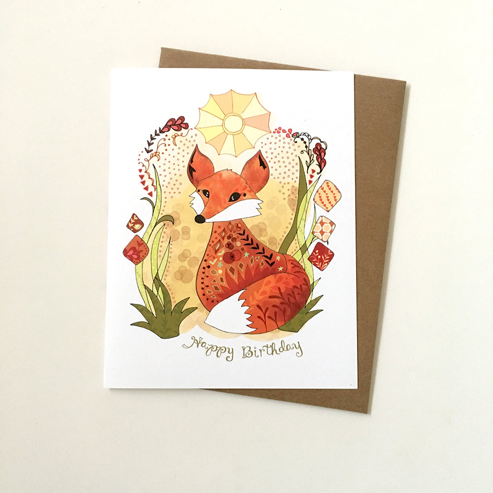 Sun Fox Birthday Card