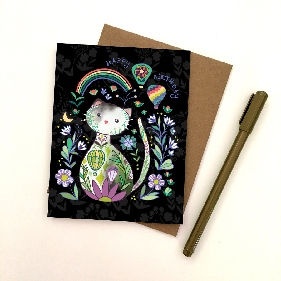 Rainbow Cat Birthday Card
