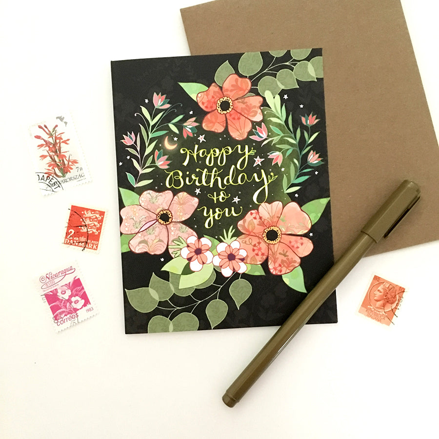 Starry Flower Birthday Card