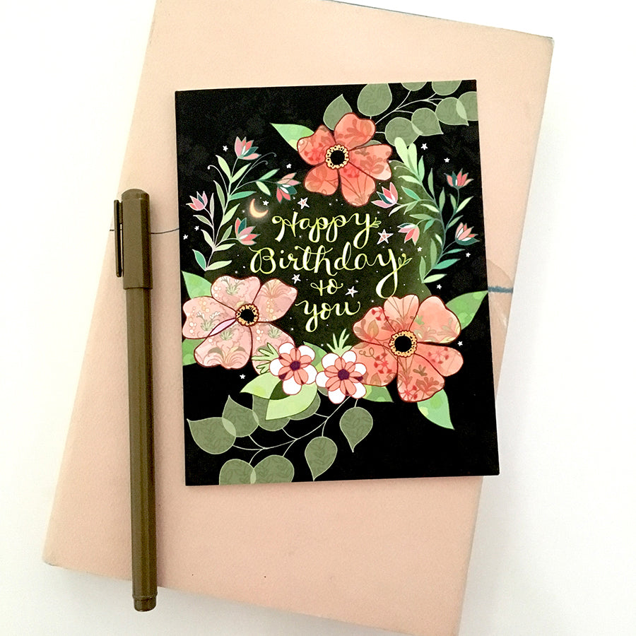 Starry Flower Birthday Card
