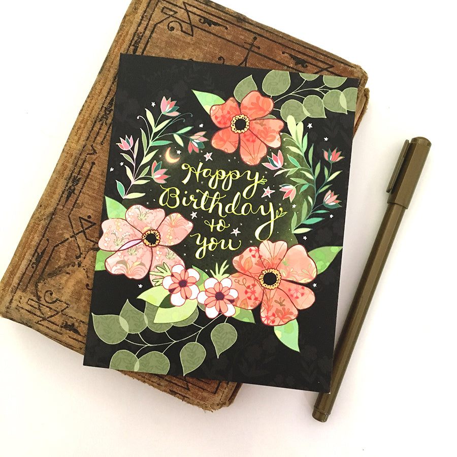Starry Flower Birthday Card