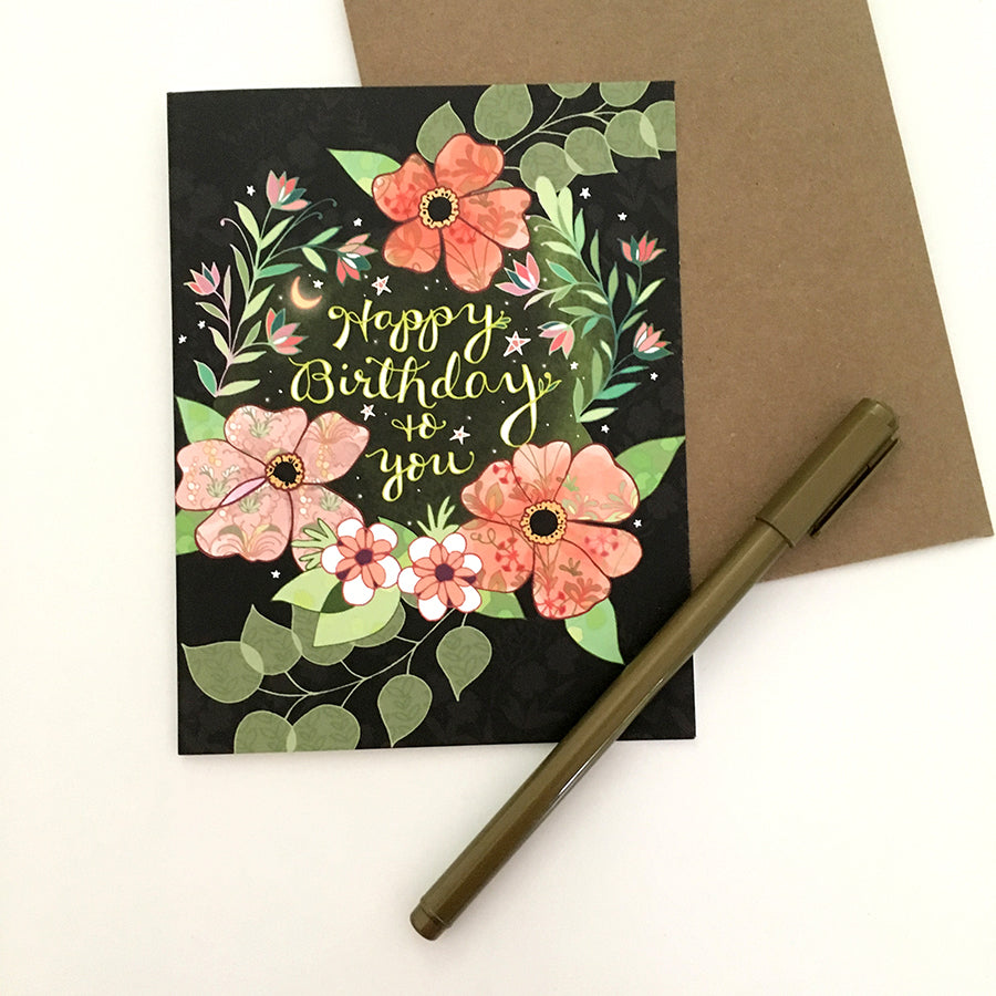 Starry Flower Birthday Card