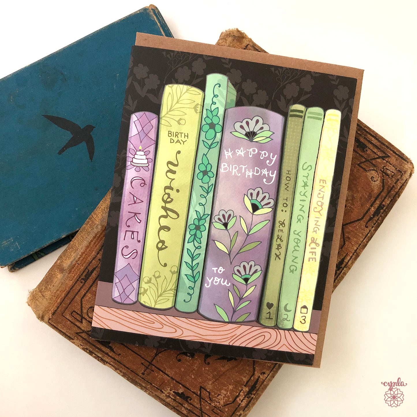Bookshelf Birthday Card