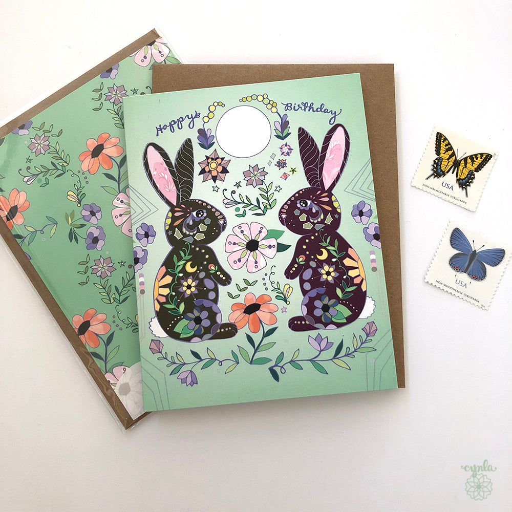 Moon Bunnies Birthday Card