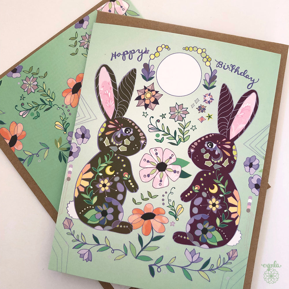 Moon Bunnies Birthday Card