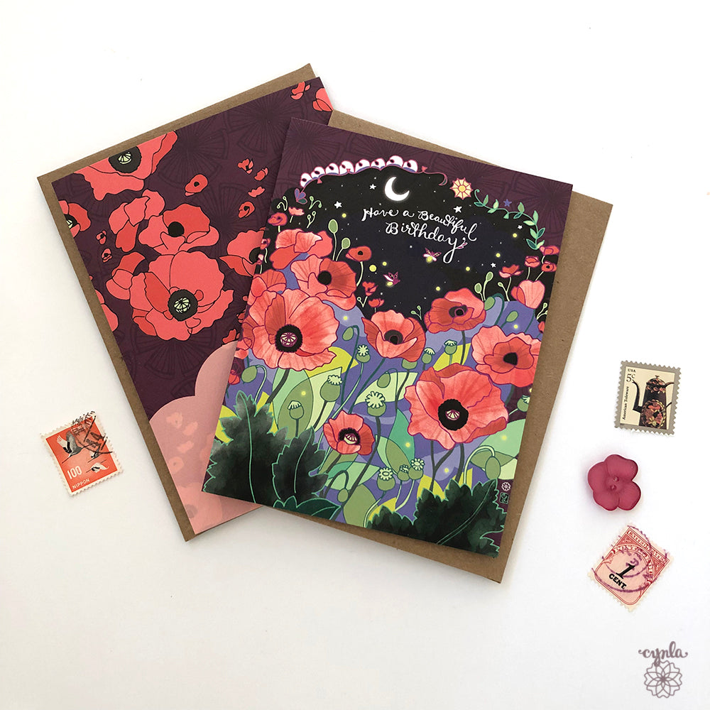 Poppies Birthday Card