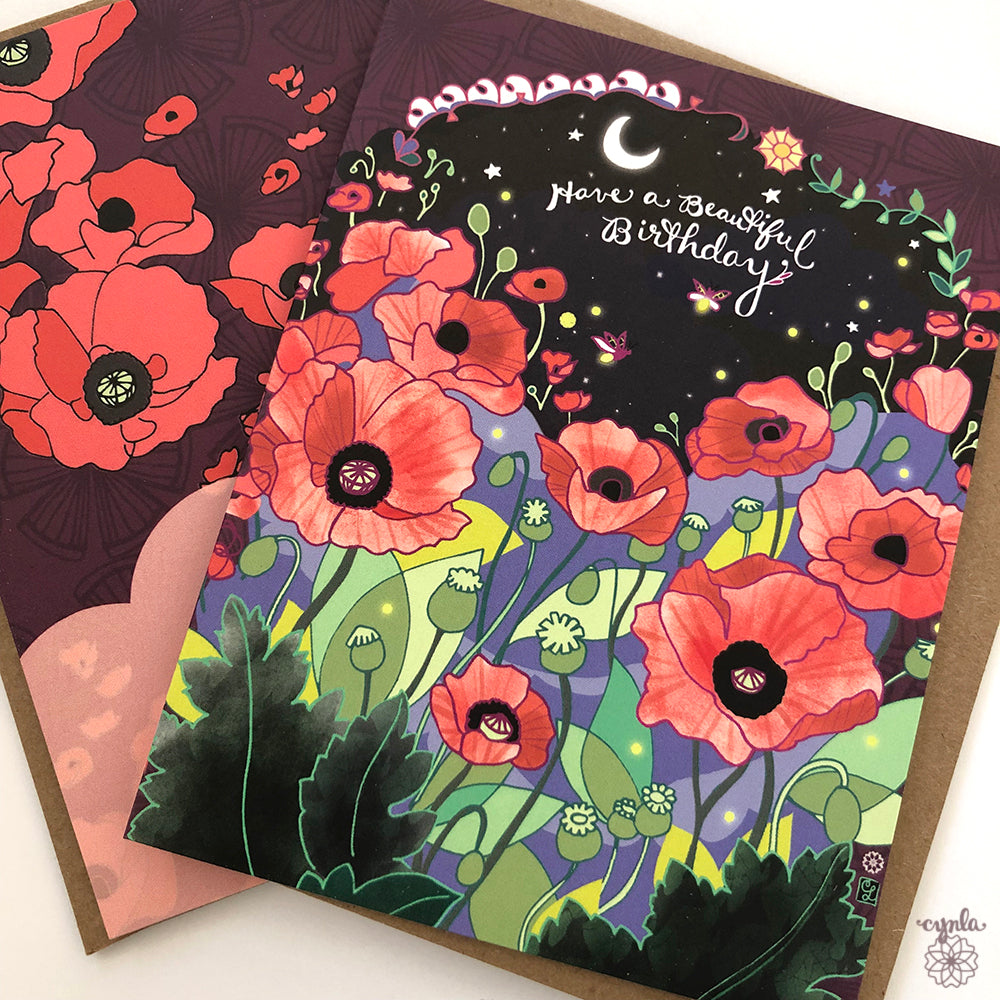 Poppies Birthday Card