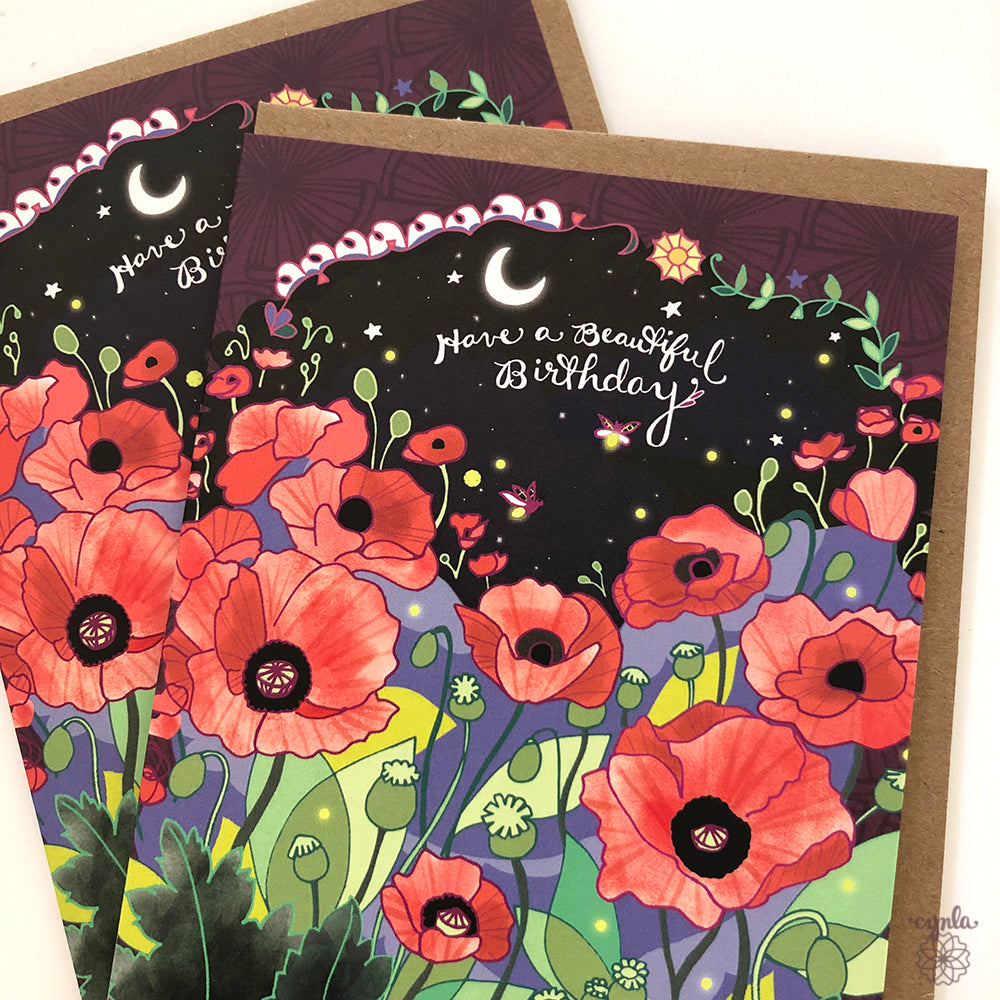 Poppies Birthday Card