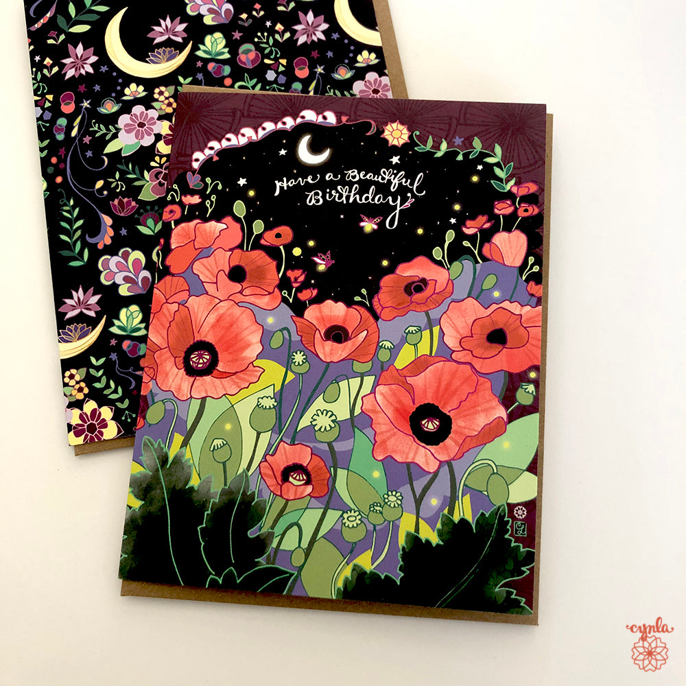 Poppies Birthday Card
