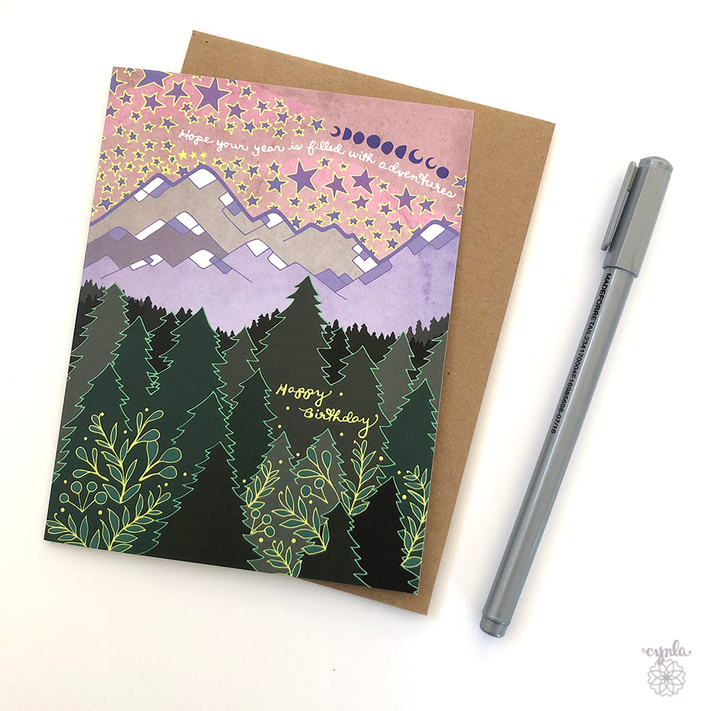 Starry Mountain Birthday Card