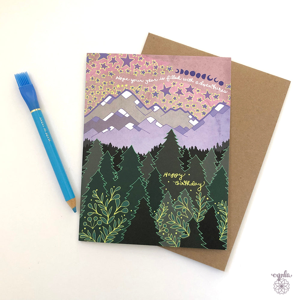 Starry Mountain Birthday Card