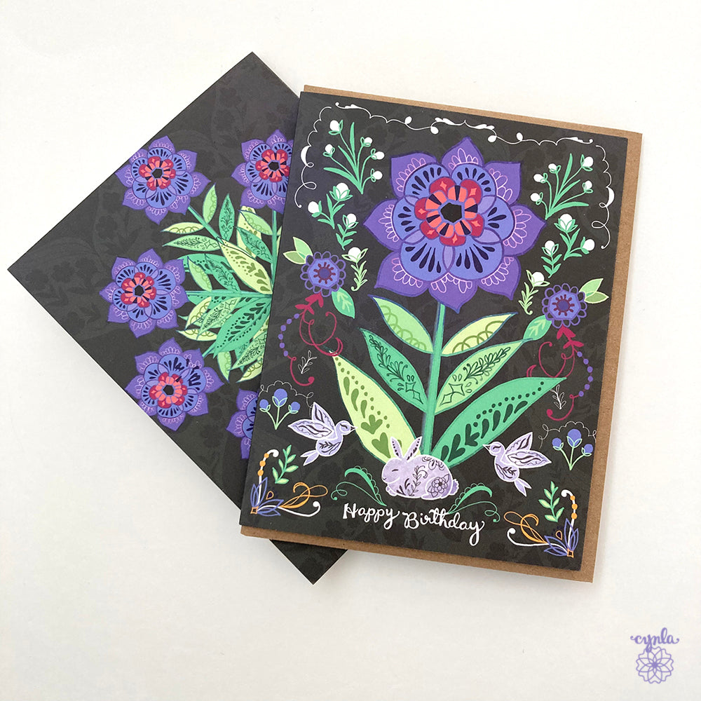 Purple Flower Birthday Card