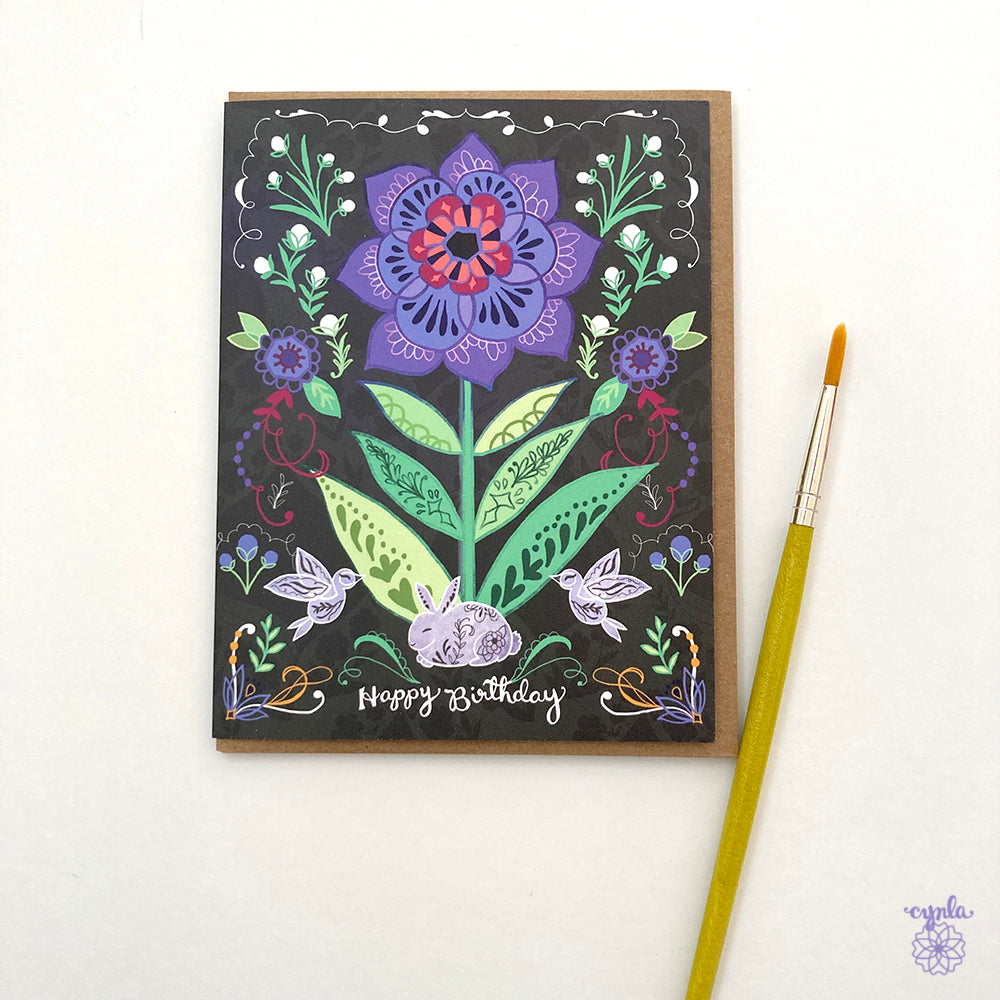 Purple Flower Birthday Card