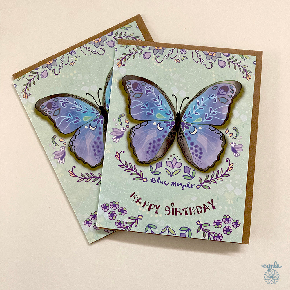 Blue Morpho Butterfly Birthday Card