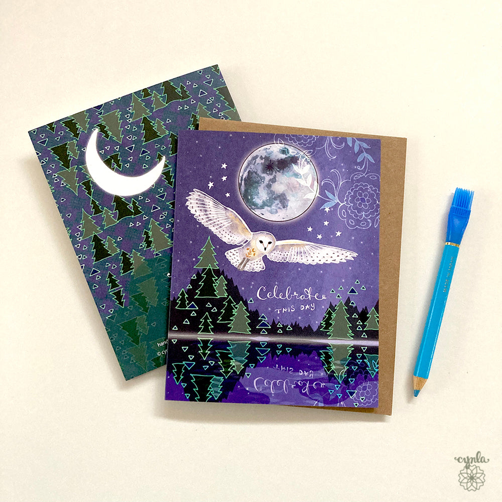 Owl Lake Birthday Card