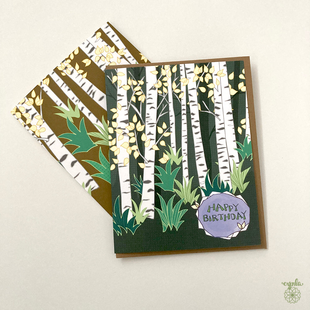Birch Tree Birthday Card