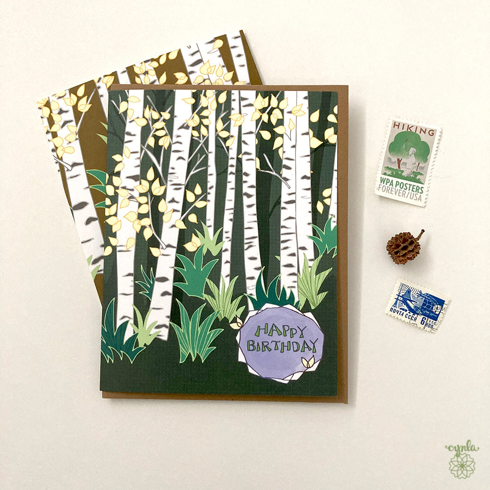 Birch Tree Birthday Card