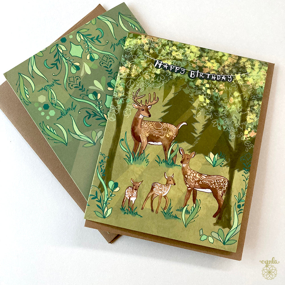Deer Family Birthday Card