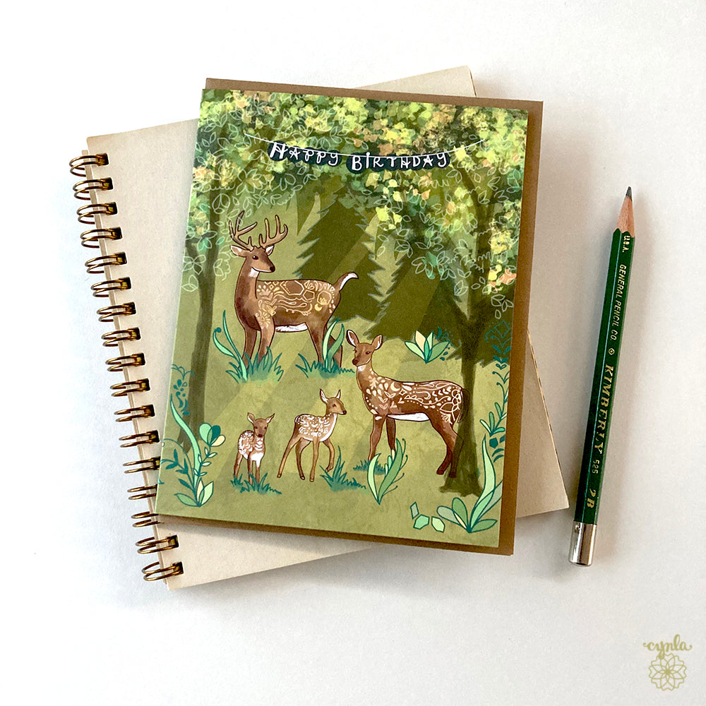 Deer Family Birthday Card