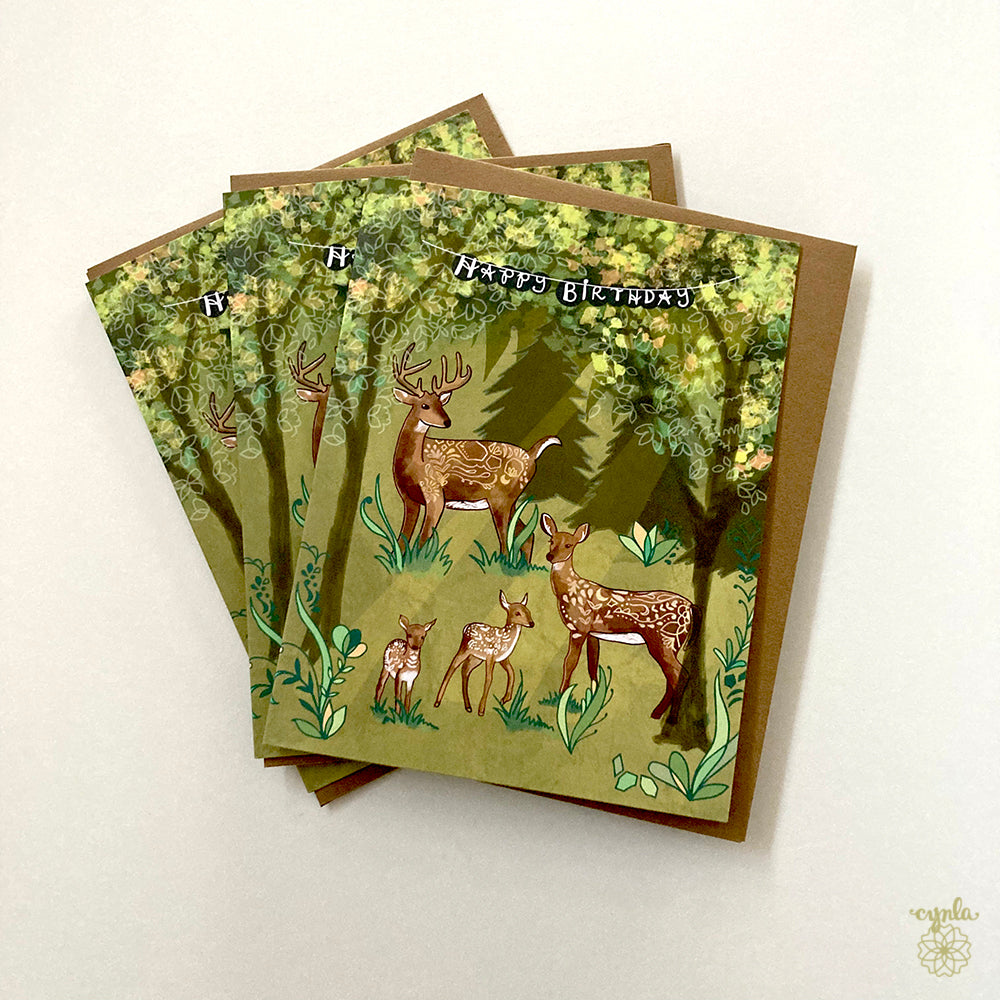 Deer Family Birthday Card