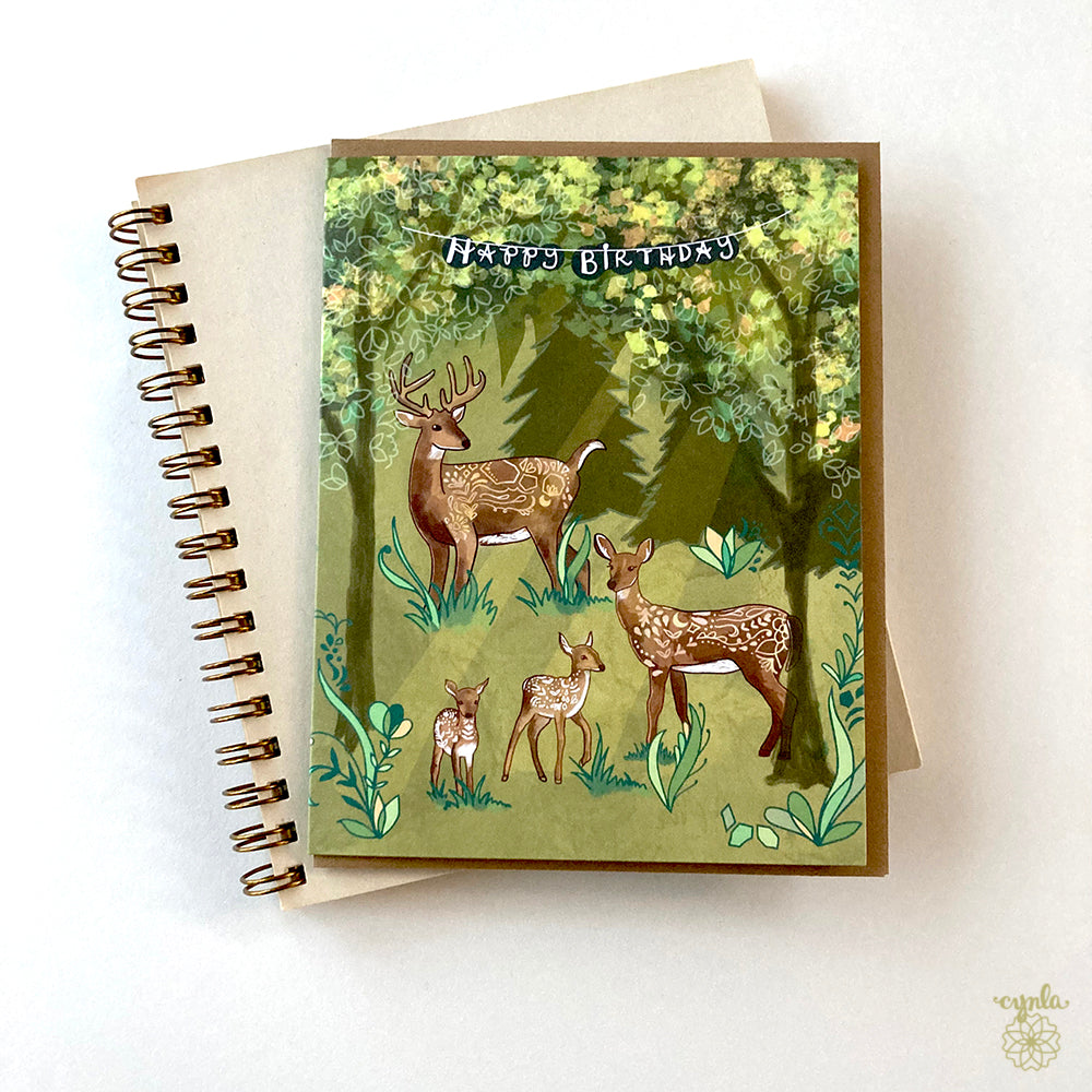 Deer Family Birthday Card