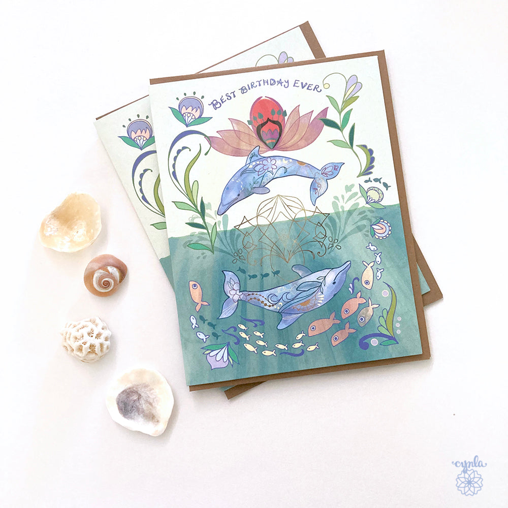 Dolphin Circle Birthday Card