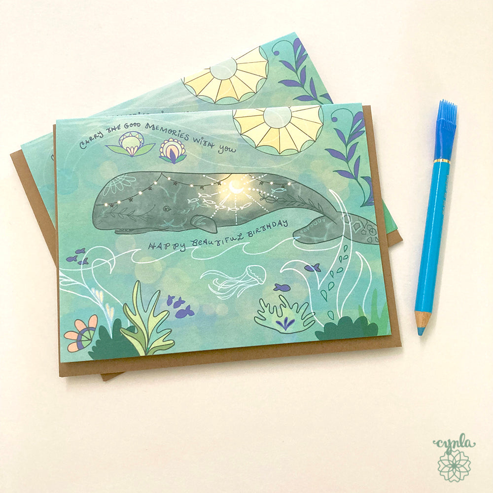 Memory Whale Birthday Card