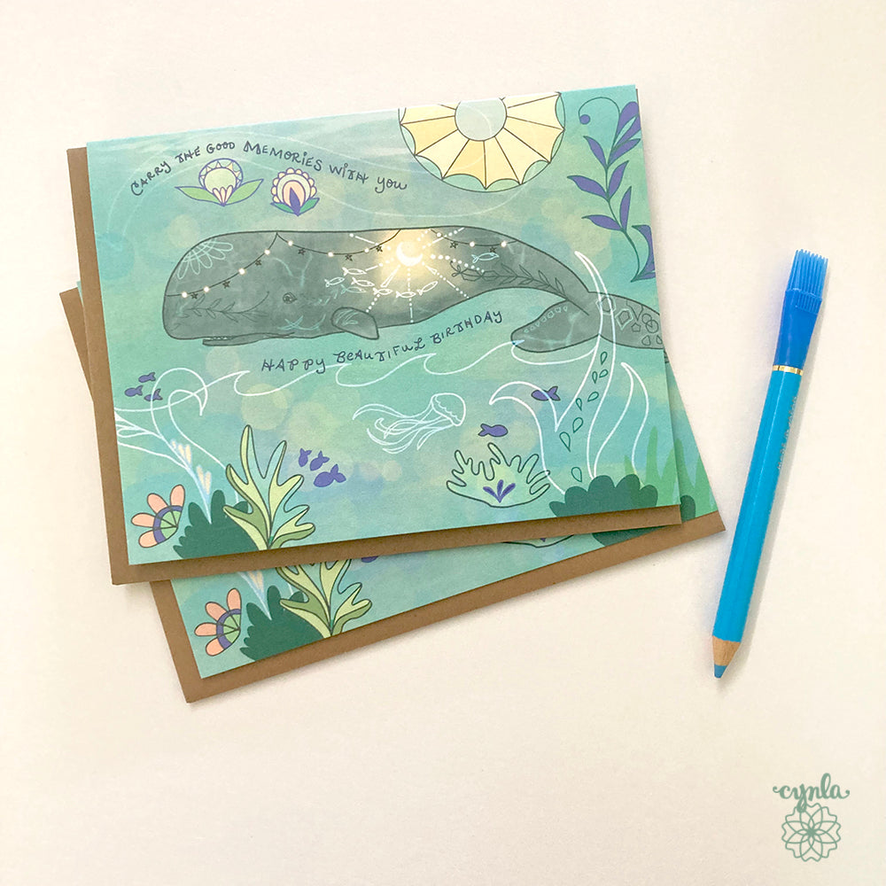 Memory Whale Birthday Card