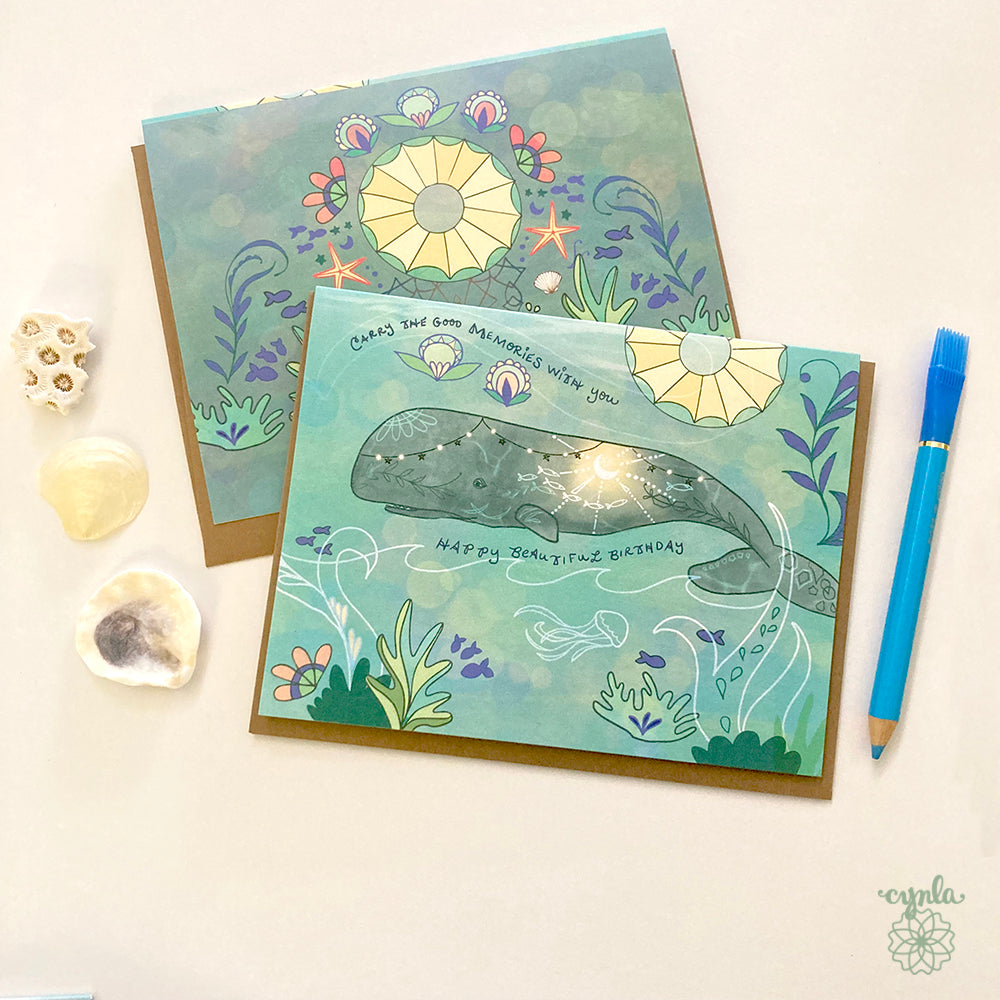 Memory Whale Birthday Card