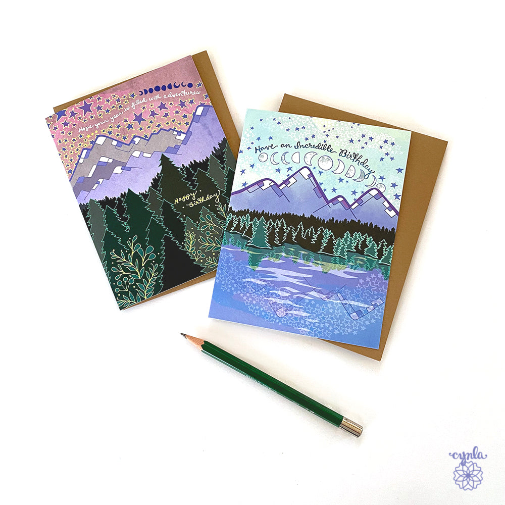 Mountain Shore Birthday Card