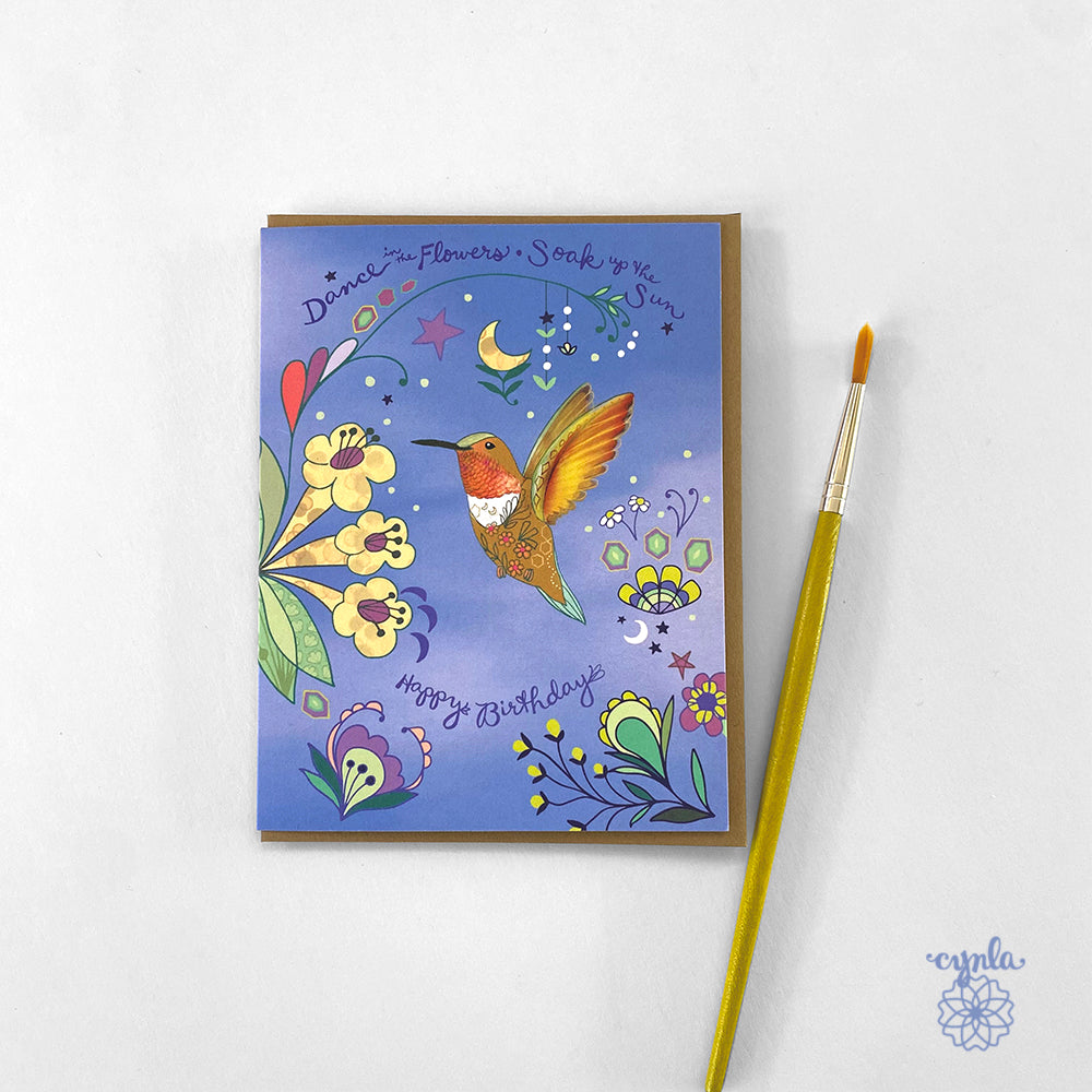 Hummingbird Dance Birthday Card