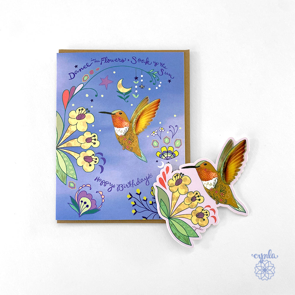 Hummingbird Dance Birthday Card