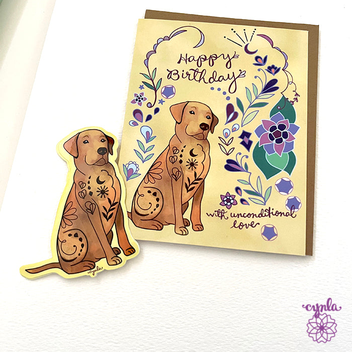 Dog Flower Love Birthday Card