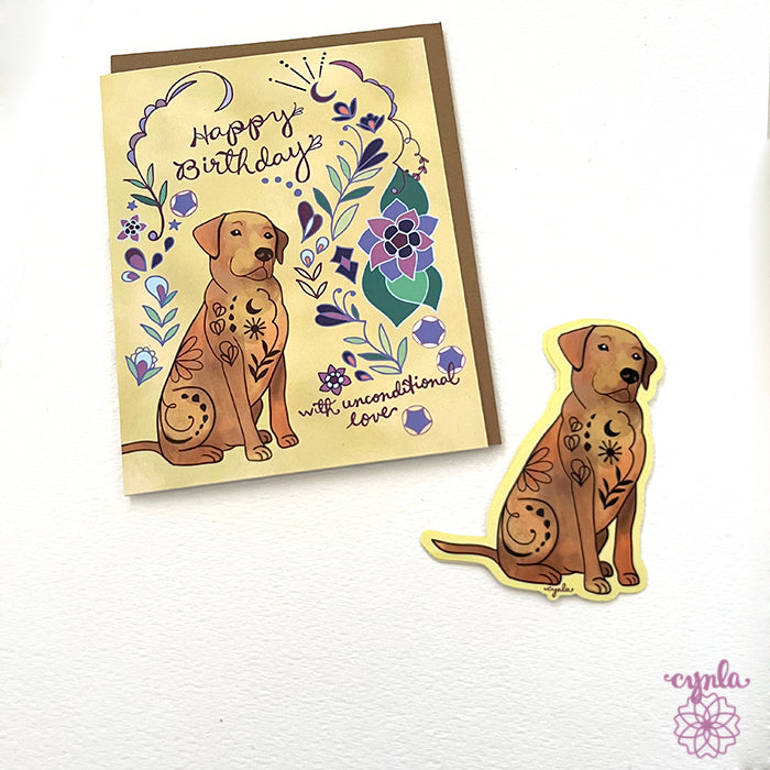 Dog Flower Love Birthday Card