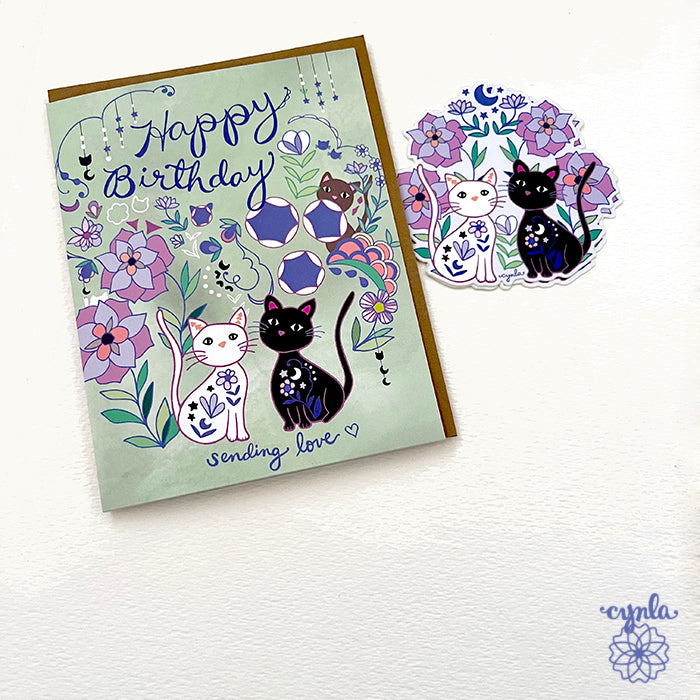 Flower Cats Birthday Card