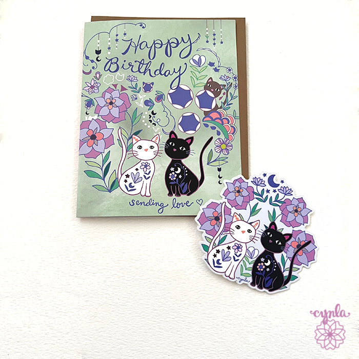 Flower Cats Birthday Card