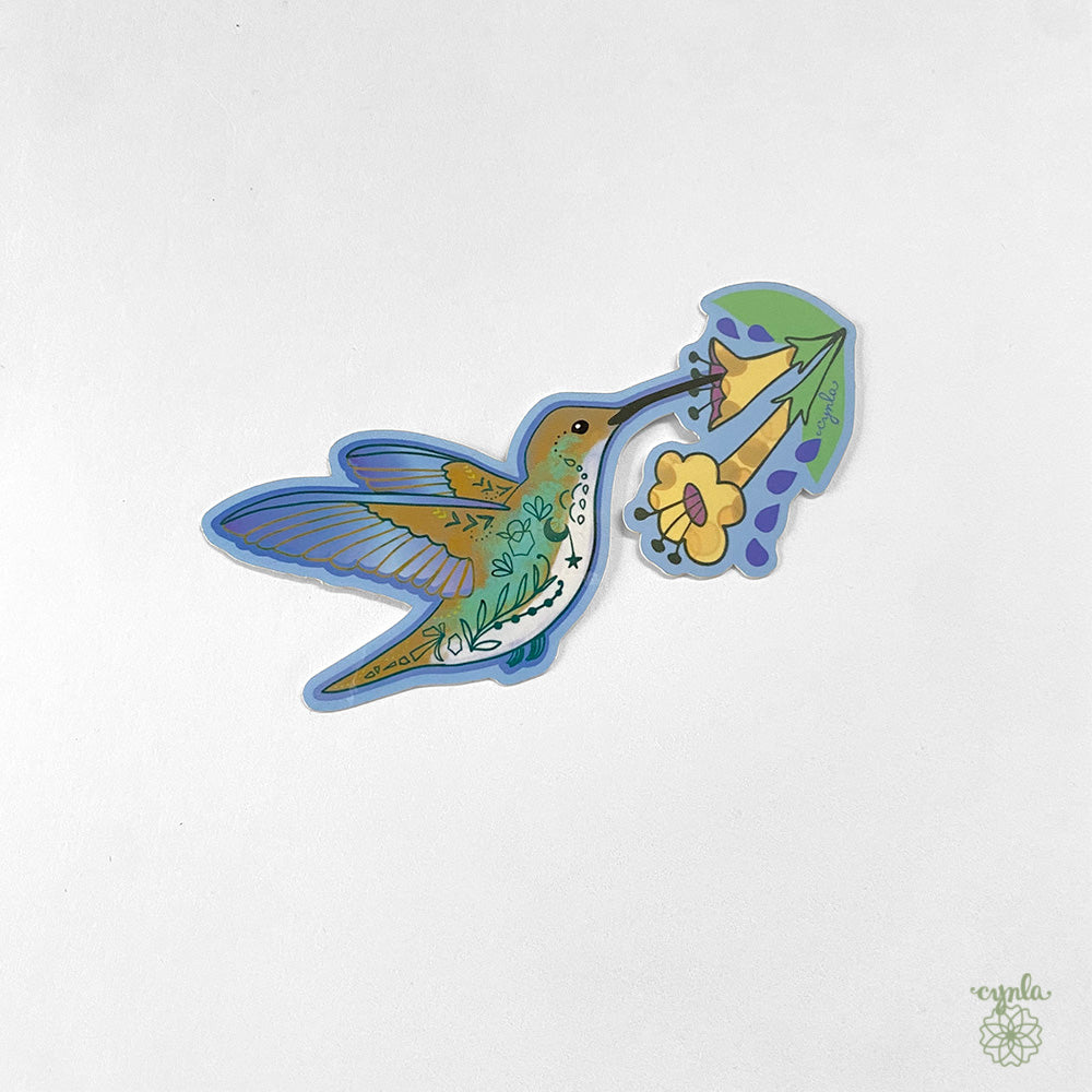 Hummingbird Blue Sticker