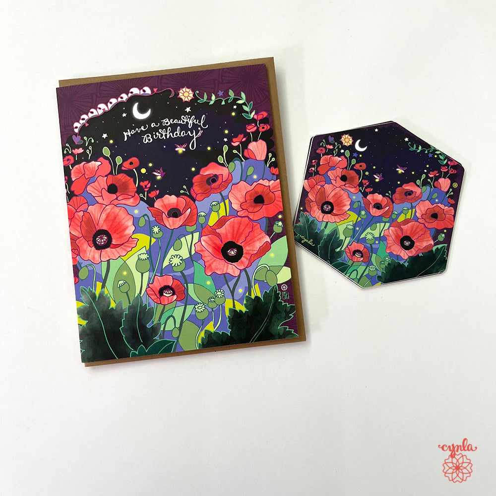 Poppies Birthday Card