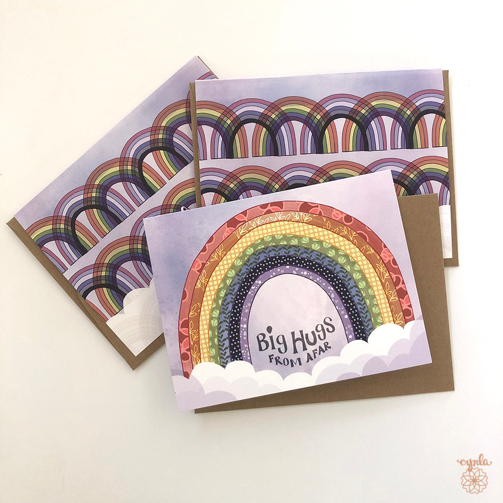 Rainbow Hugs Card - thinking of you card sympathy friendship